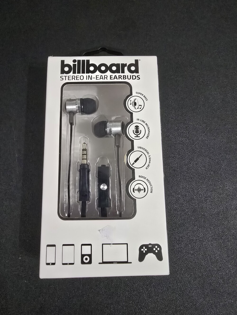 New billboard Stereo In-Ear Earbuds - Silver and Black